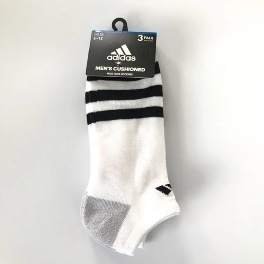 Adidas men’s no show cushioned socks 3 pack size 6-12